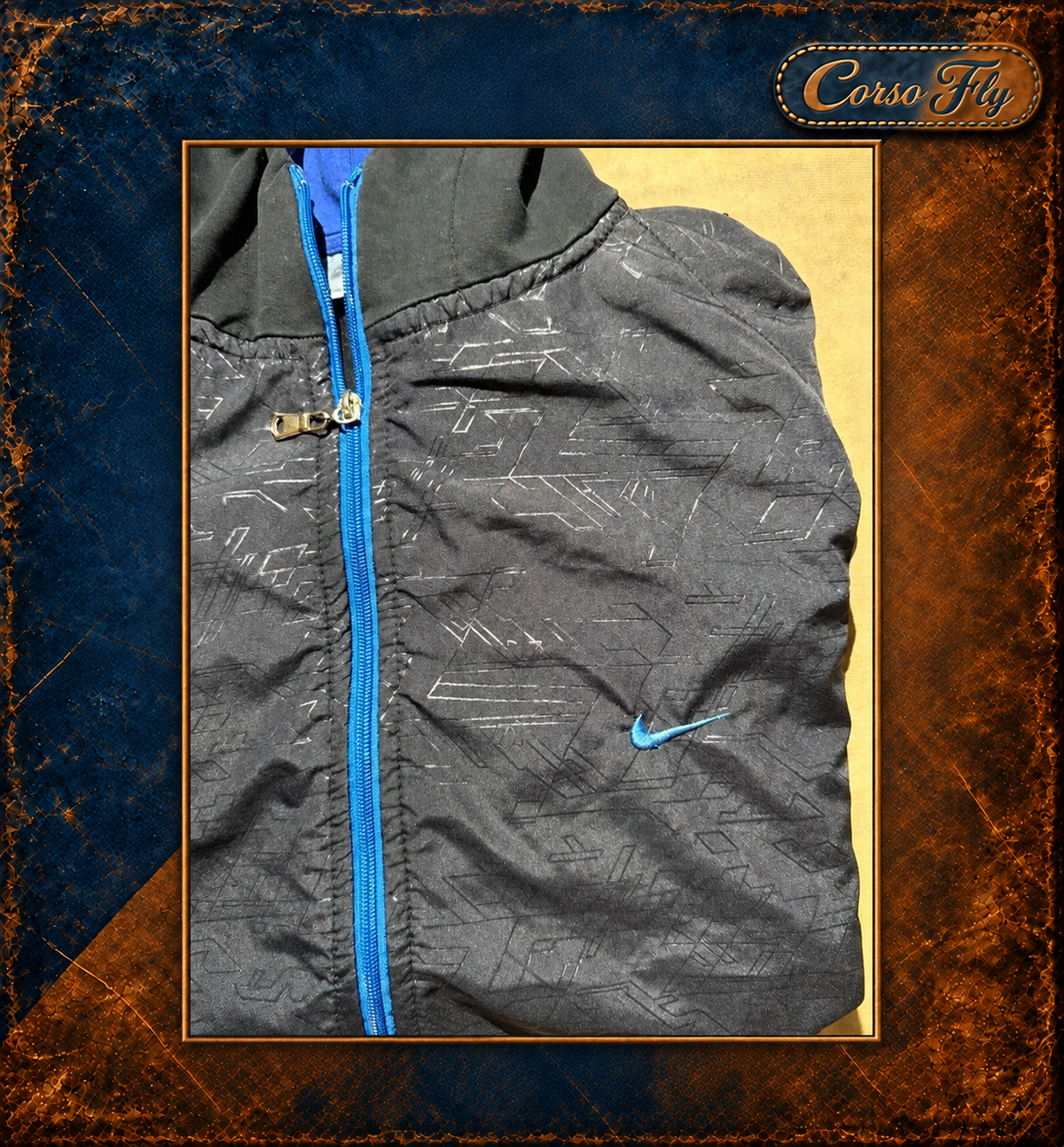 Nike giacca felpa tecnica uomo 3XL 48/50 nera blu con cappuccio – foto del capo 7, sfondo Corso Fly