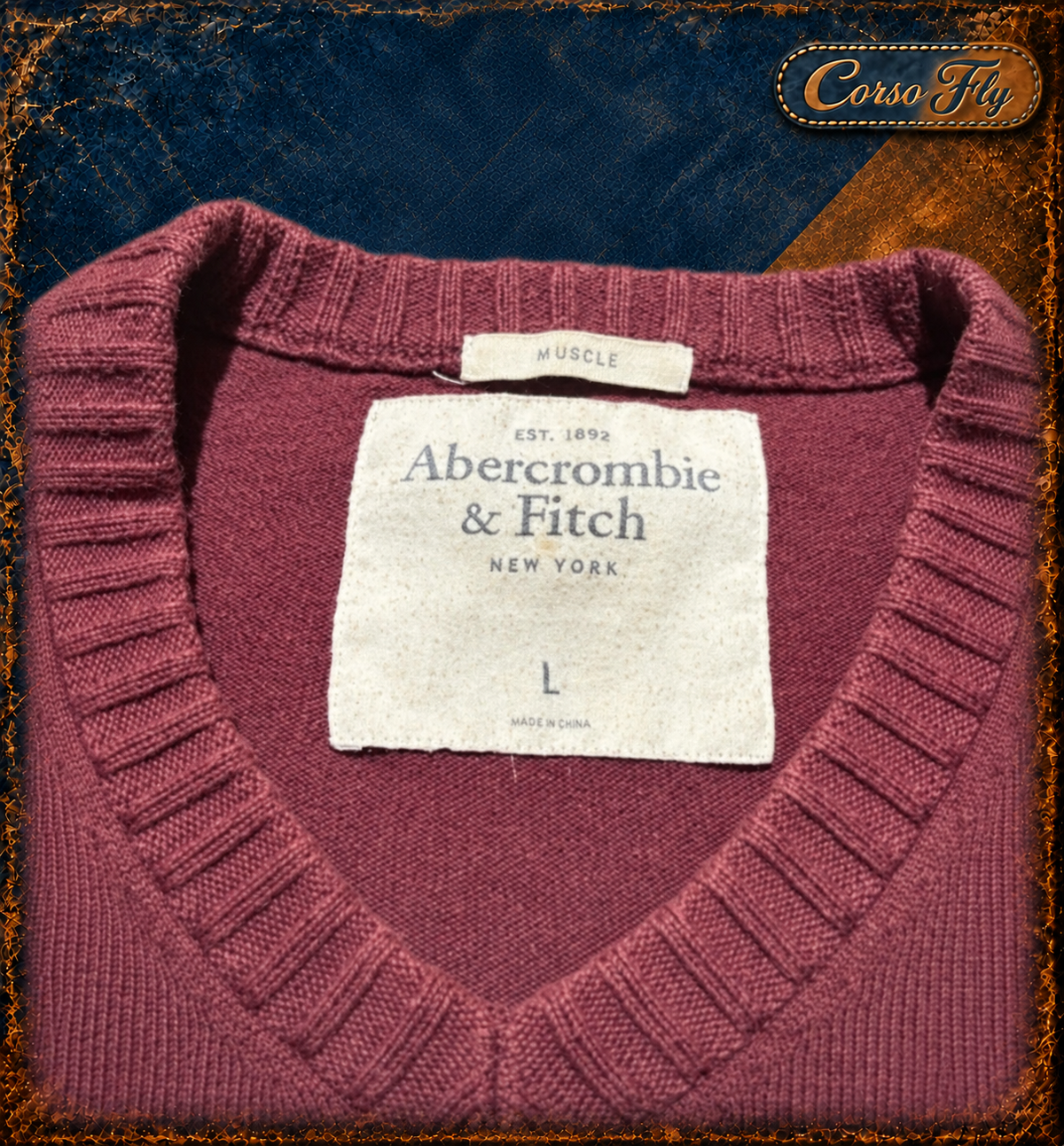 Abercrombie bordeaux - etichetta taglia L - Corso Fly