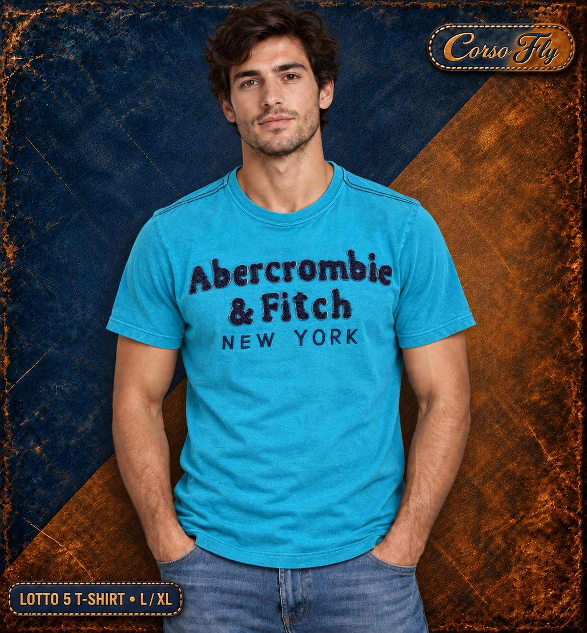 Lotto 5 T-shirt Abercrombie L XL — esempio indossato dal modello