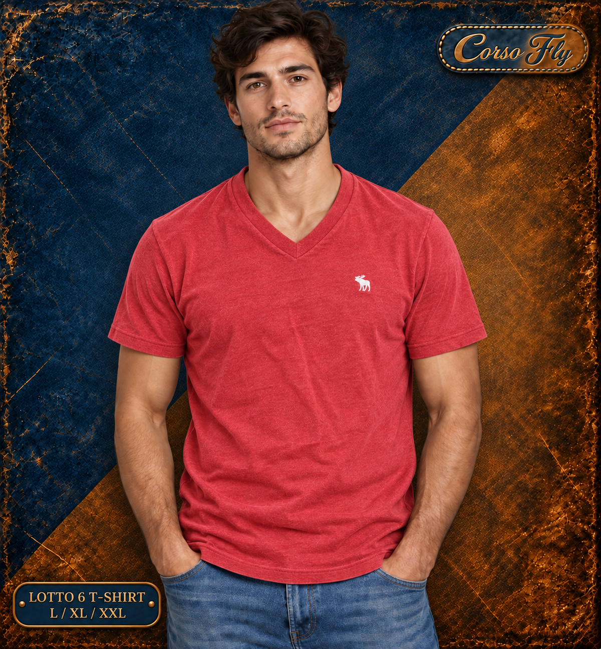 Lotto 6 T-shirt Abercrombie L XL XXL — esempio indossato dal modello
