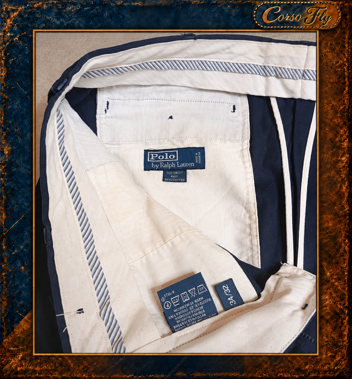 Polo Ralph Lauren pantaloni uomo blu W34 L32 Custom Fit