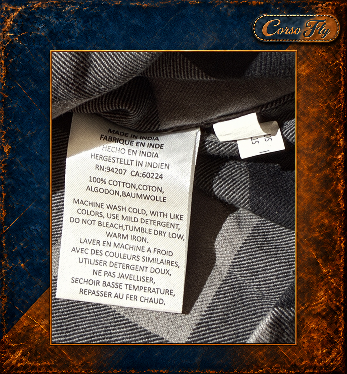 Camicia Caterpillar CAT — etichetta composizione 100% cotone e lavaggio — Corso Fly
