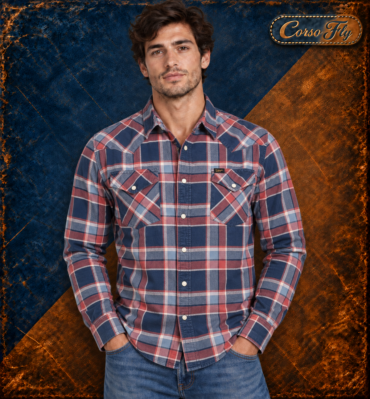 Camicia Lee a quadri XL Slim Fit indossata dal modello — Corso Fly