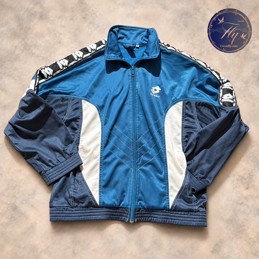 Giacca Lotto vintage uomo taglia M blu e bianca - copertina Corso Fly