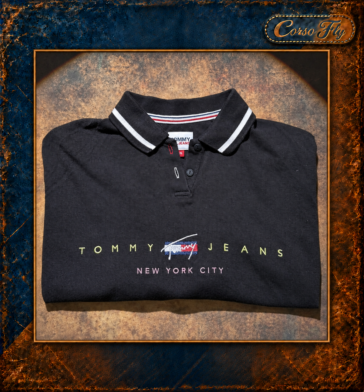Tommy Jeans polo corta donna XS nera con ricamo New York City