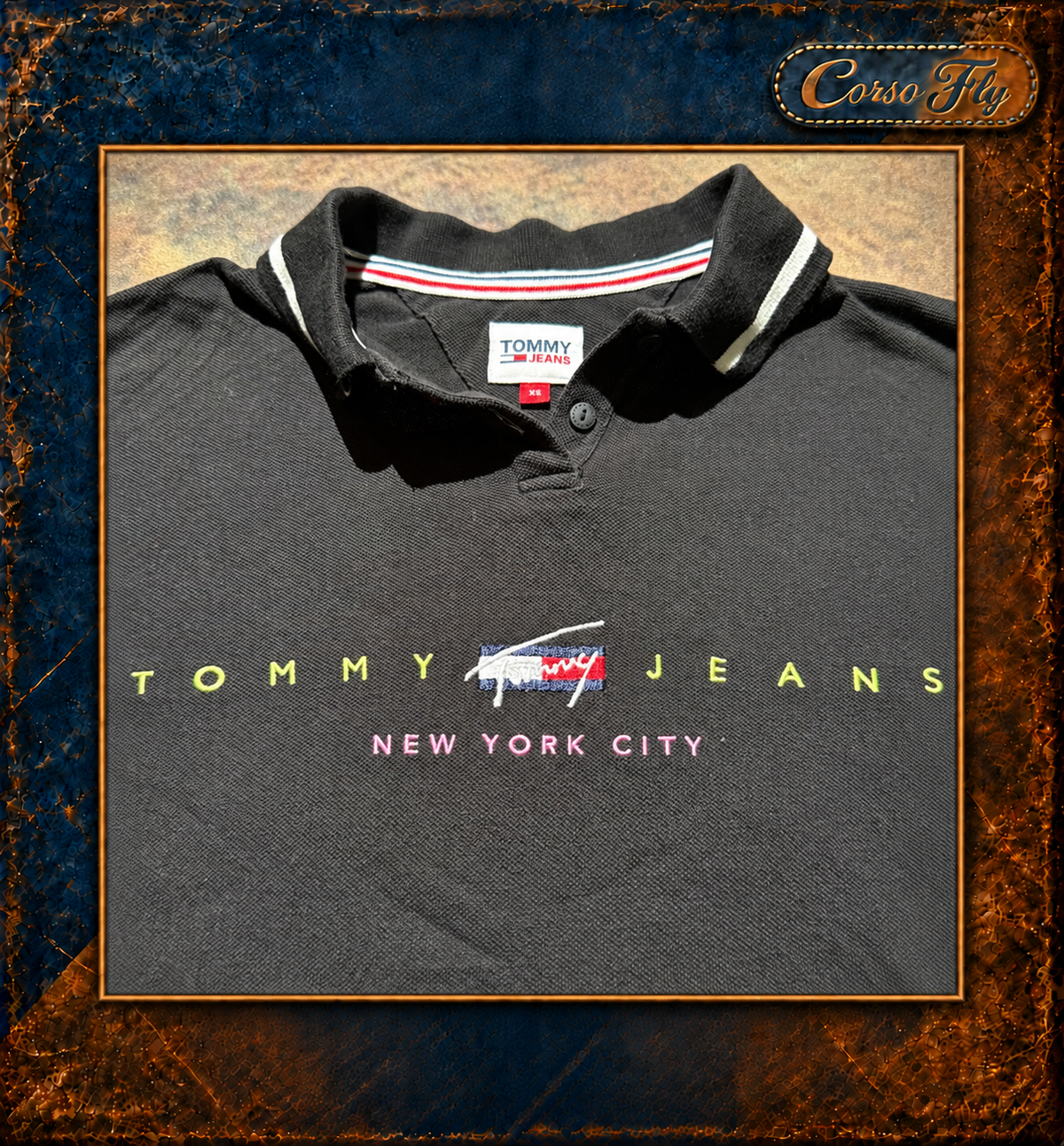 Tommy Jeans polo corta donna XS nera con ricamo New York City