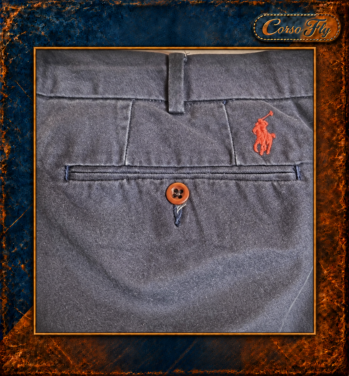 Dettaglio tasca posteriore e logo Polo Ralph Lauren