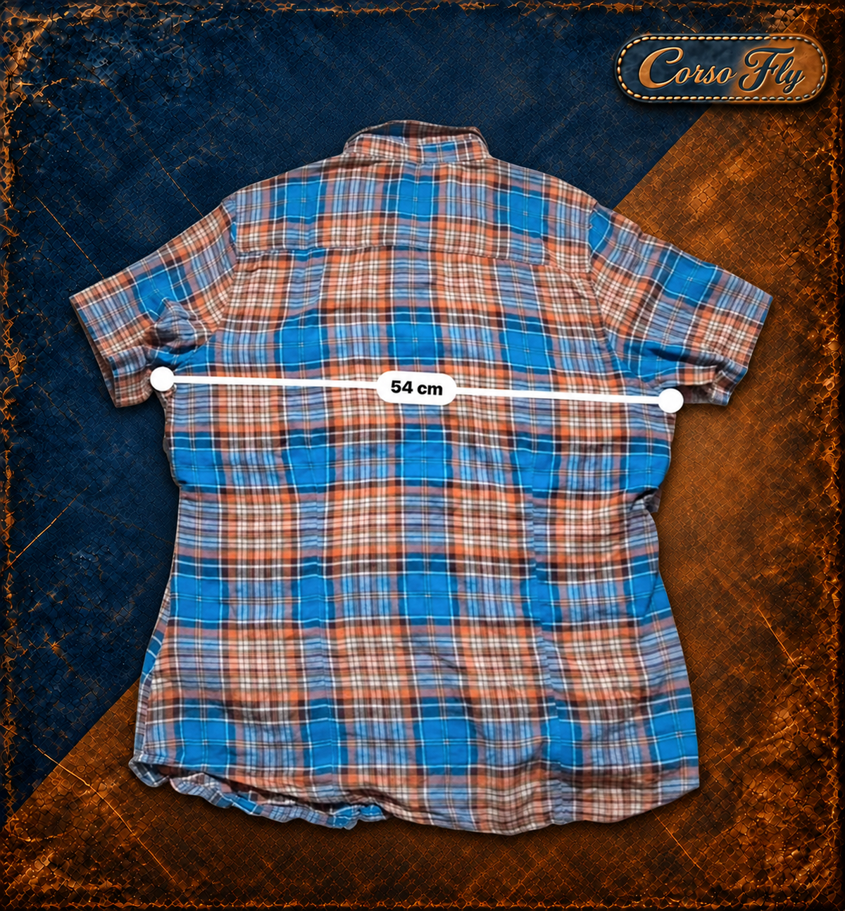 Misura torace in piano 54 cm — camicia Timberland a quadri, sfondo Corso Fly