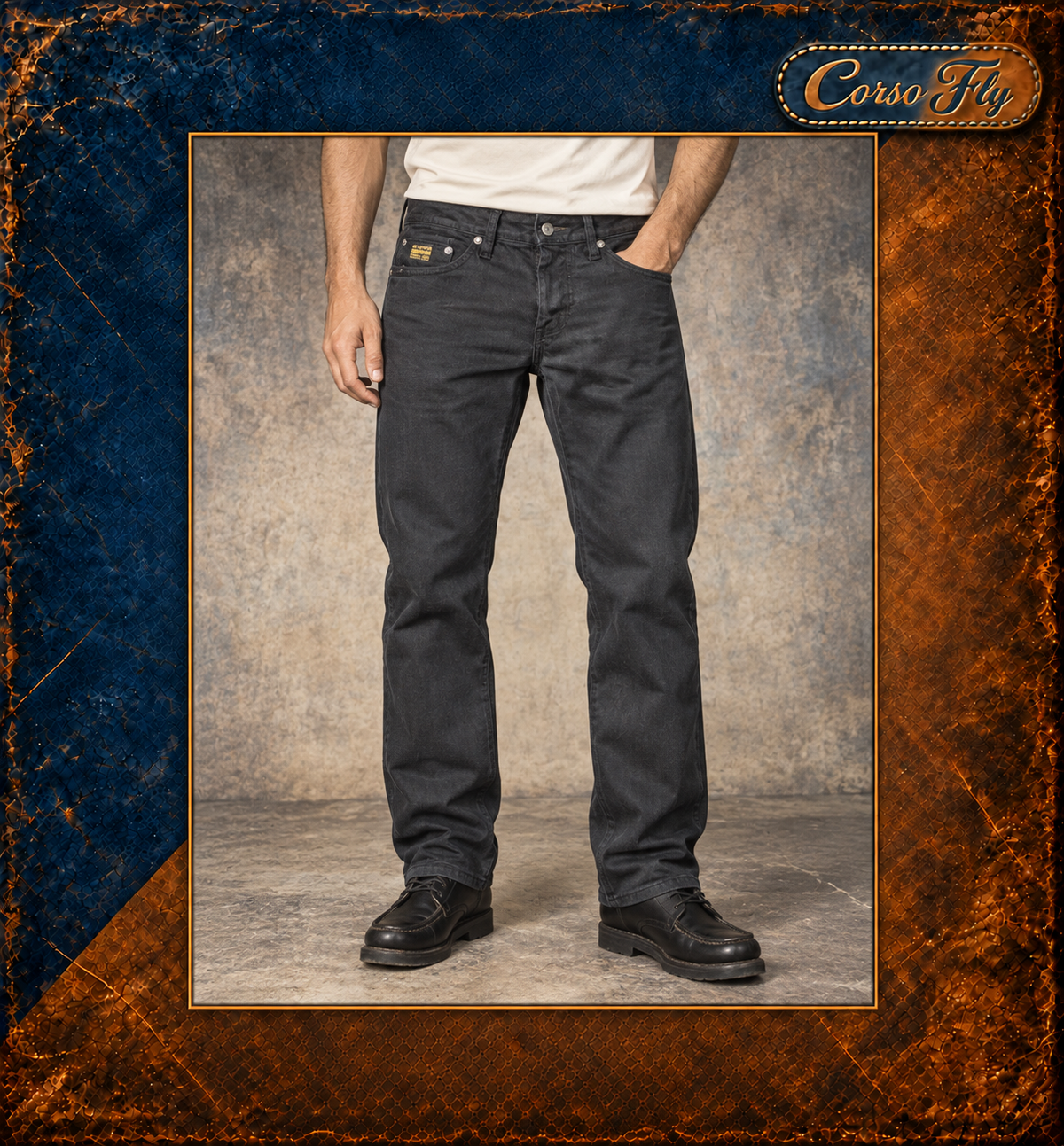 Jeans G-Star Raw neri indossati da modello