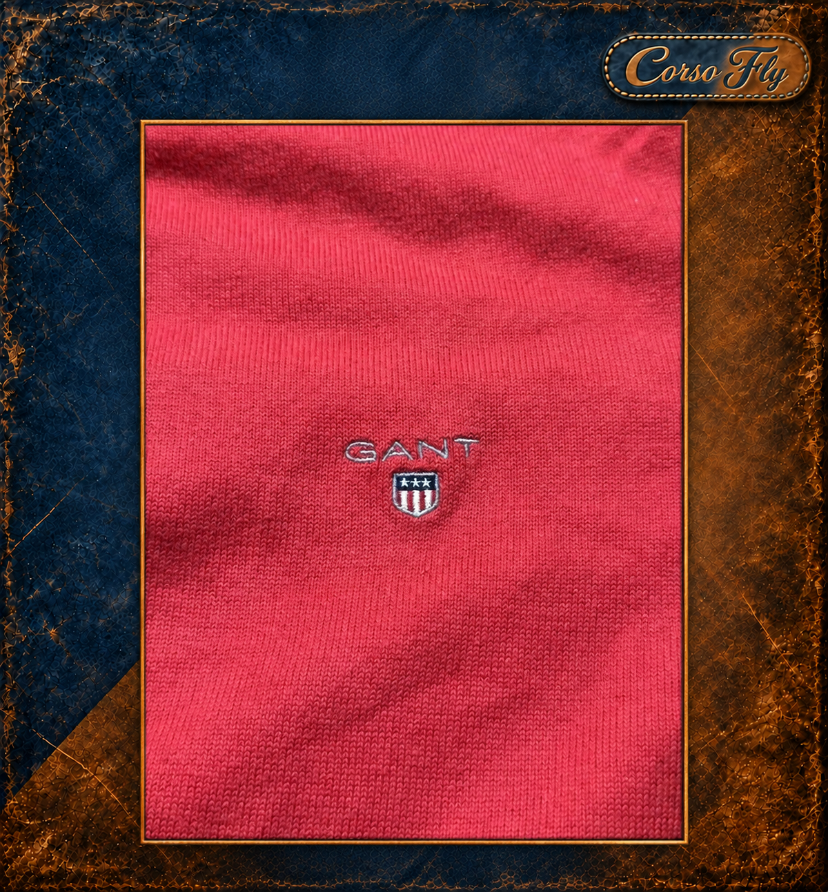 GANT maglione uomo XL rosso girocollo Stretch Cotton logo ricamato – foto del capo 3, sfondo Corso Fly