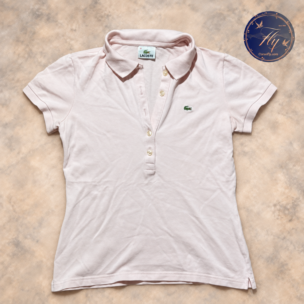 Polo Lacoste donna rosa taglia 38 con logo Corso Fly