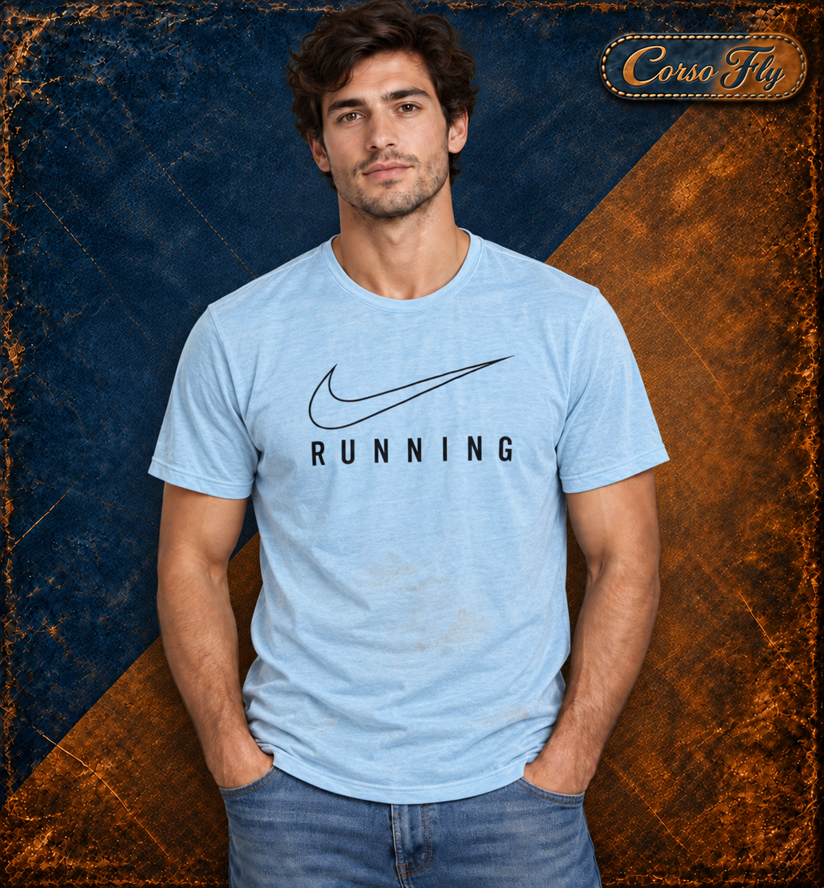 Nike Dri-FIT Running XL indossata, sfondo Corso Fly