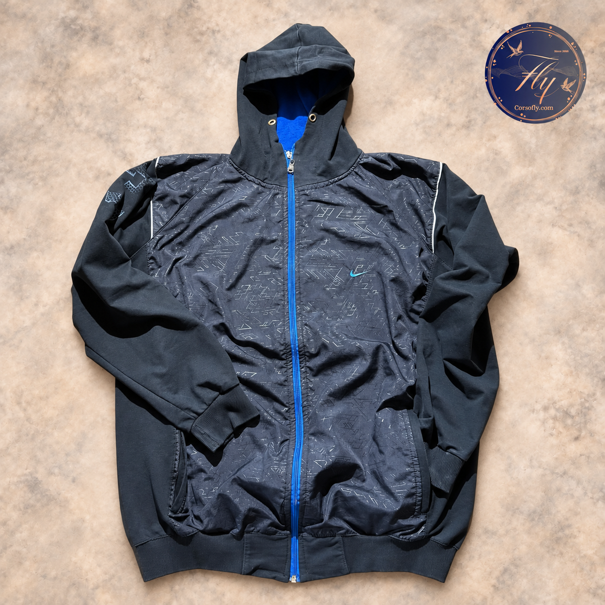 Giacca tecnica Nike uomo nera blu 3XL con logo Corso Fly
