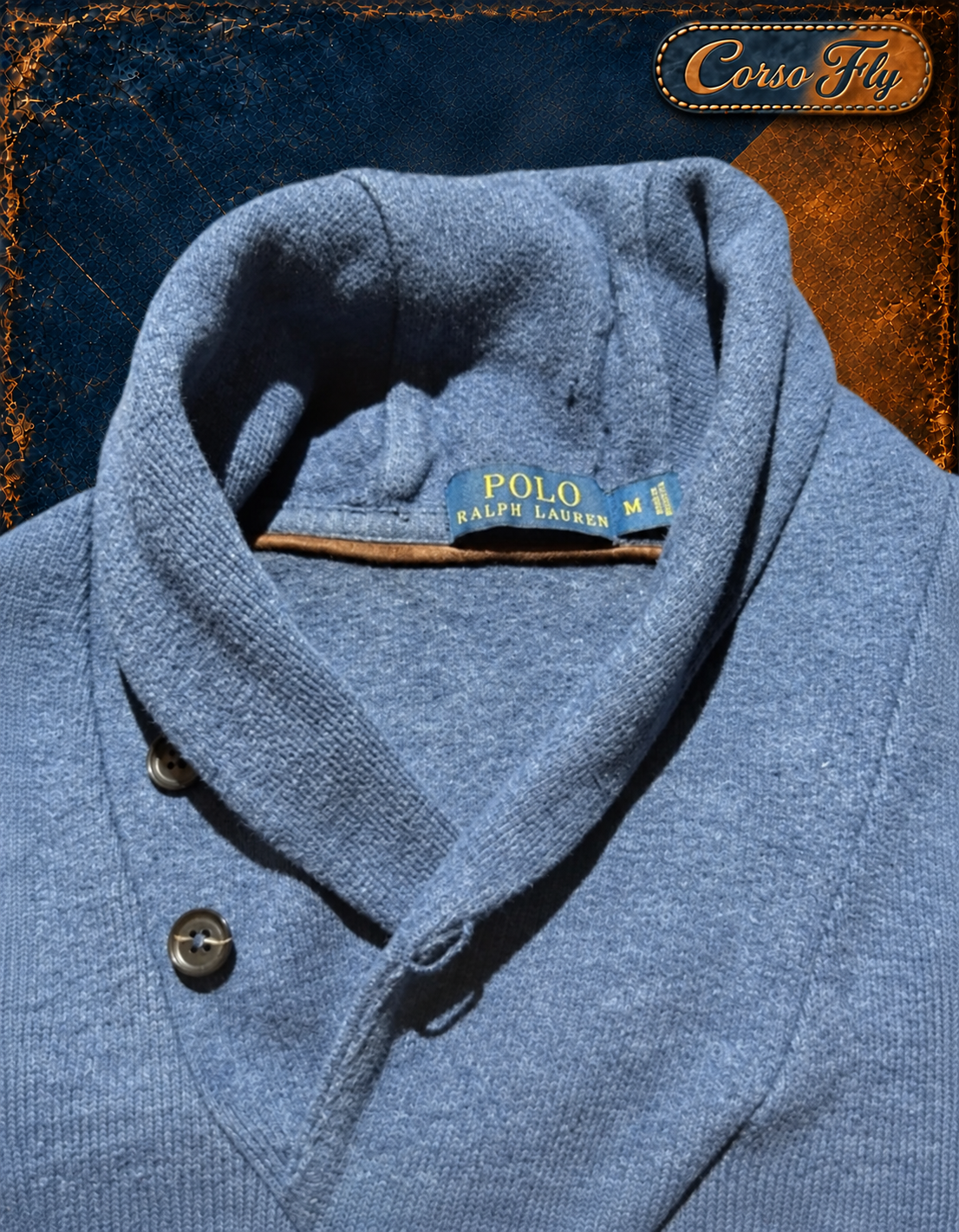 Polo Ralph Lauren maglione uomo blu - collo e bottoni Corso Fly