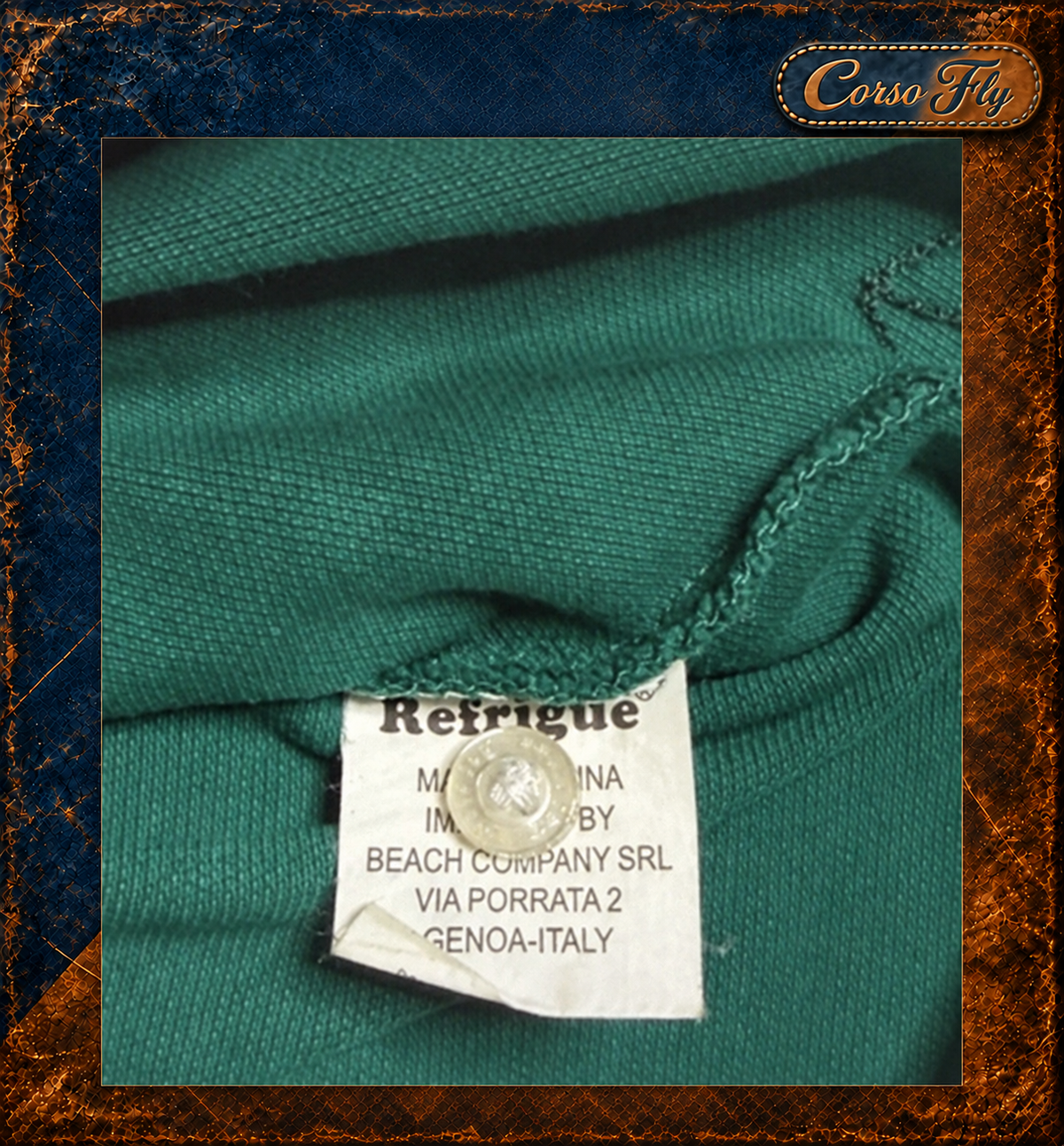 Polo Refrigue - etichetta interna e bottone - Corso Fly