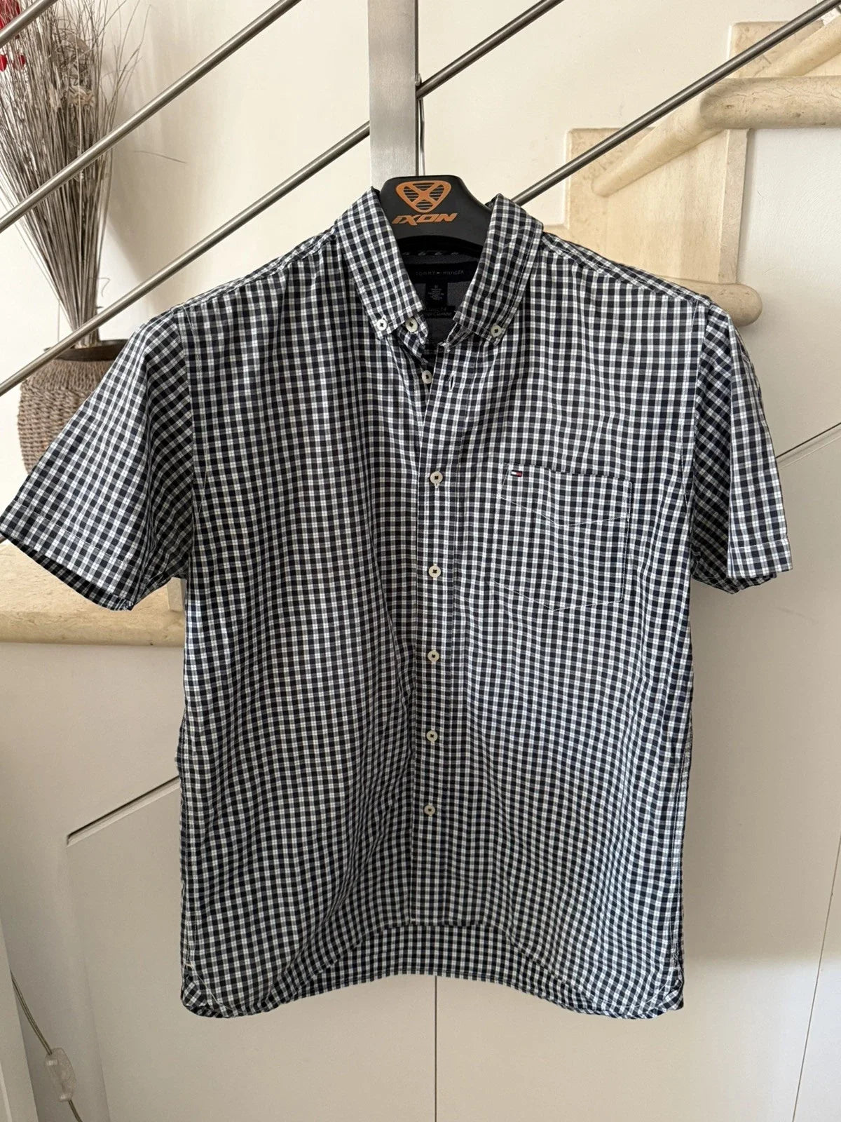 Camicia Tommy Hilfiger uomo M blu e bianca - vista frontale originale