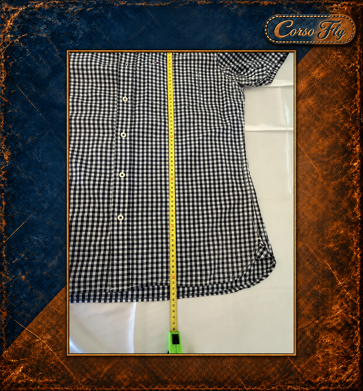 Tommy Hilfiger camicia uomo M quadretti blu bianco manica corta Classic Fit – foto del capo 7, sfondo Corso Fly