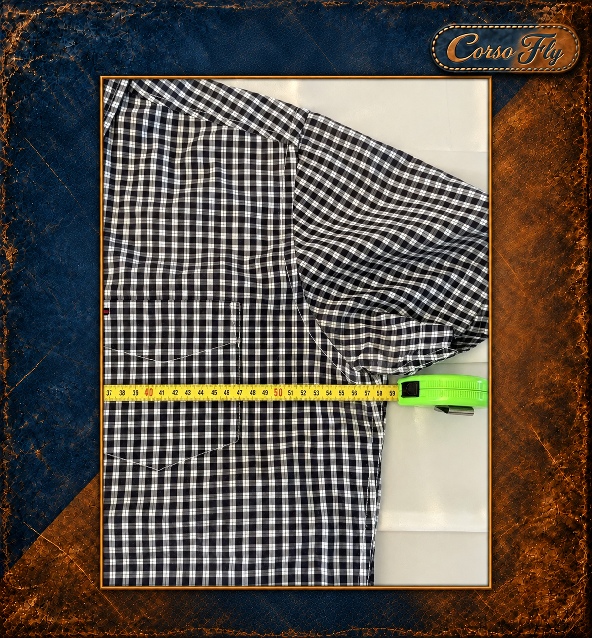 Tommy Hilfiger camicia uomo M quadretti blu bianco manica corta Classic Fit – foto del capo 9, sfondo Corso Fly