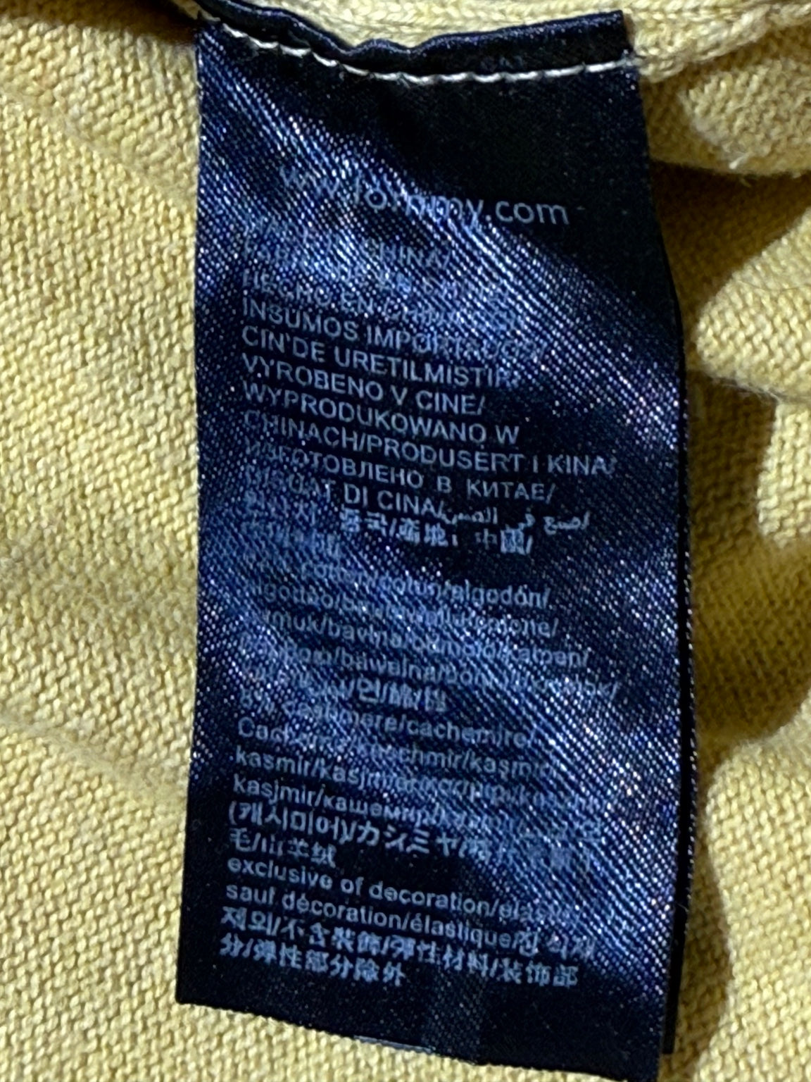 Etichetta composizione maglione Tommy Hilfiger