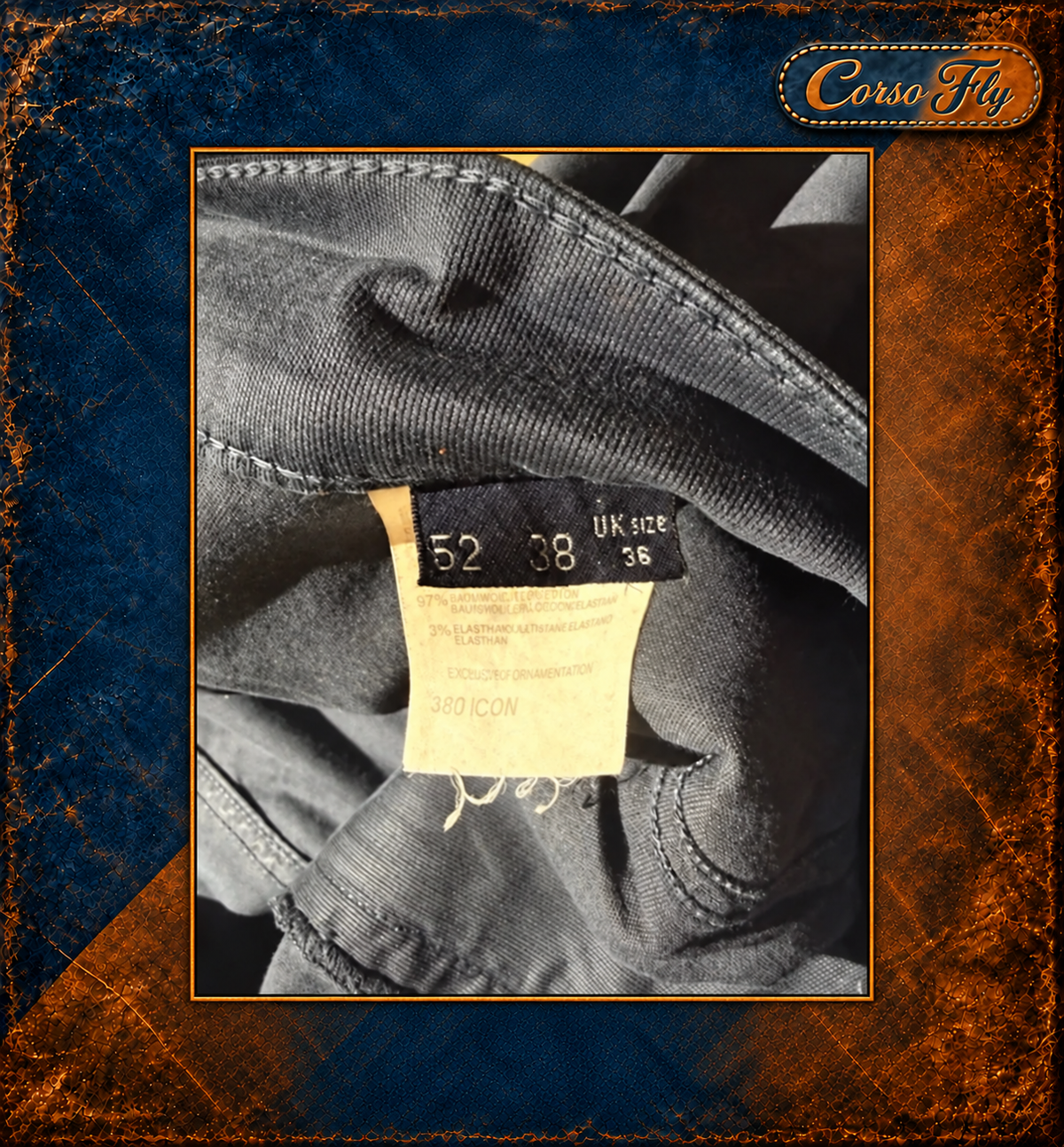 Trussardi Jeans pantaloni uomo 52 blu cotone stretch cinque tasche – foto del capo 5, sfondo Corso Fly